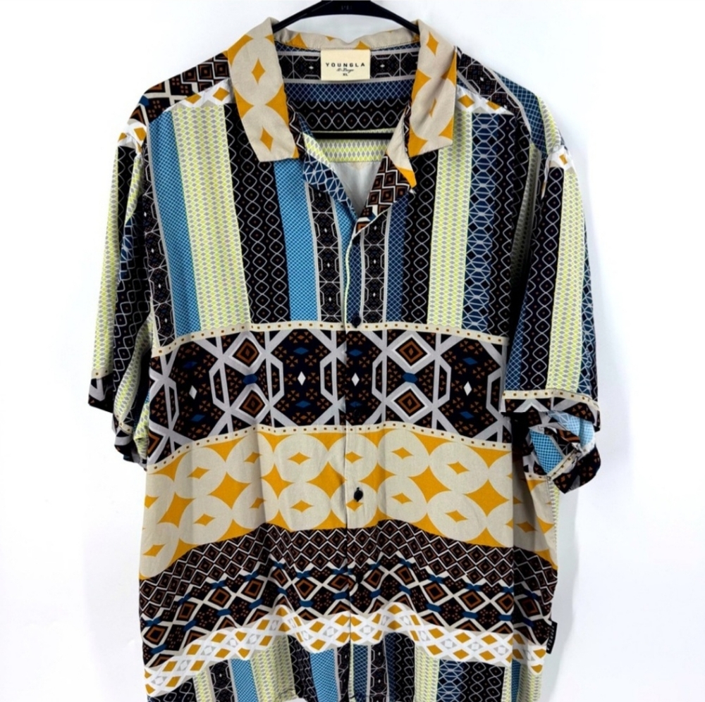 YoungLA  Multicolor Geometric Men's Shirt